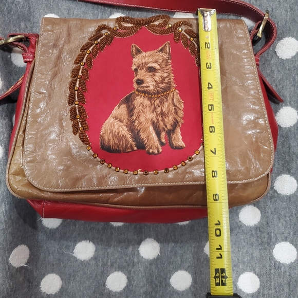 Brown and Red Isabella Fiore Women's Bag with Dog Design - Picture 7 of 7